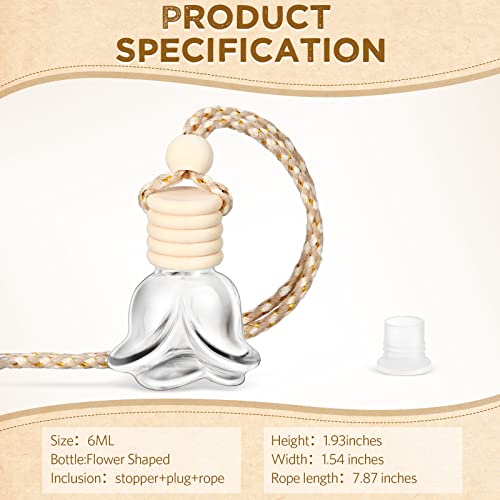 50 Pcs Hanging Car Air Freshener Car Diffuser Bottles Empty Glass Perfume Bottle Freshener Diffuser Bottle Pendant for Essential Oil Fragrance Aromatherapy Ornament (28.48 Fl Oz)
