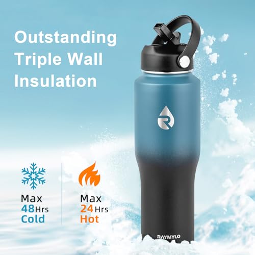 40 oz Insulated Water Bottle with Straw fit in Car Cup Holder