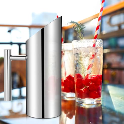 3 Pack 35oz 1l Stainless Steel Water Pitcher Modern Metal Pitcher with Ice Guard Silver Carafe Drink with Handle or Iced Hot Drink Tea Juice Coffee Beer (3 Count)