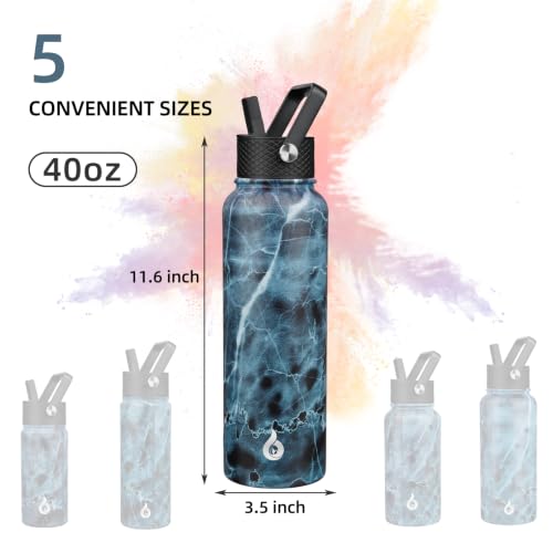 40oz Insulated Water Bottle with Straw Lid