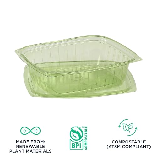 Compostable 24oz Rectangular Deli Containers With Lids (200 Count)