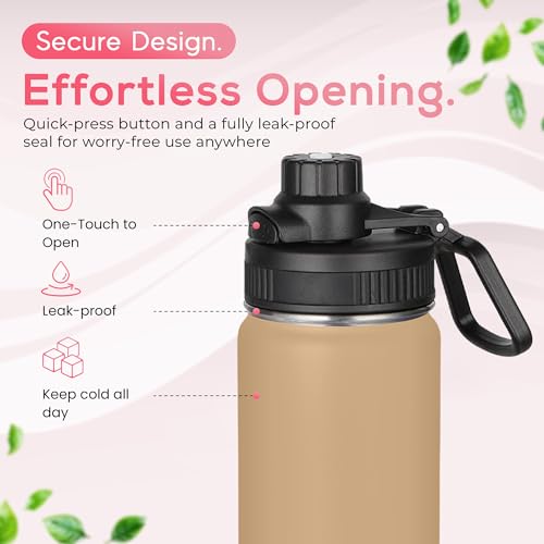 Y TOP 24 oz Insulated Water Bottle Leak Proof Spout Lid Fits in Car Cup Holder