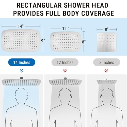 All Metal 14" Rain Shower Head with Handheld for Bathroom Upgrade
