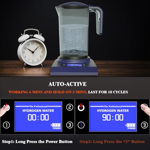Hydrogen Alkaline Water Pitcher Bottle Machine Hydrogen Water Generator Maker Ionizer Hydrogen Water System with LED Display and Smart Touch Operation for Home and Office 2500ML
