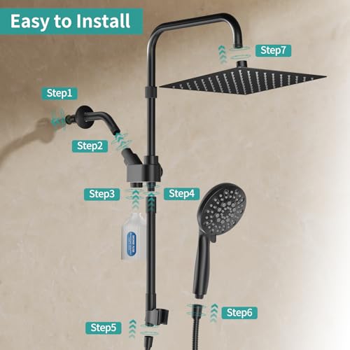 Black Filtered Rainfall Shower Head with Handheld