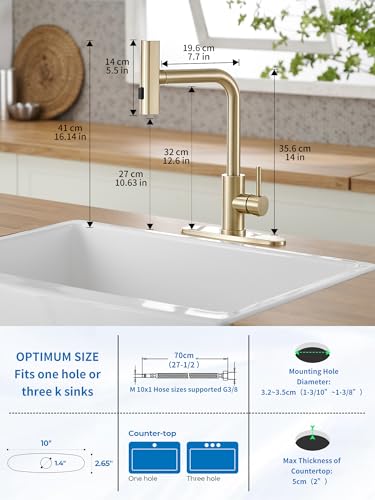 Gold Kitchen Faucets with Pull Down Sprayer