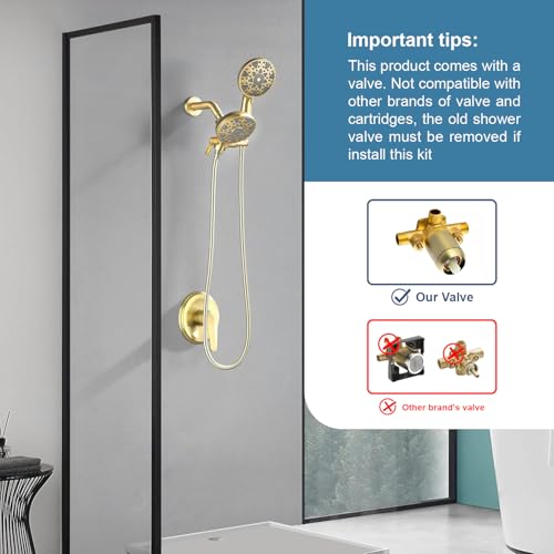Shower Faucet Set Complete Shower Kit Dual Shower Head and Handheld 2 in 1 Combo Set Shower System Shower Trim Kit Combo Set Shower Fixtures