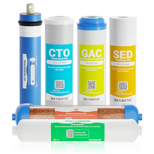 Replacement Filter Set for Standard 6 Stage Reverse Osmosis Water Filter System Filters
