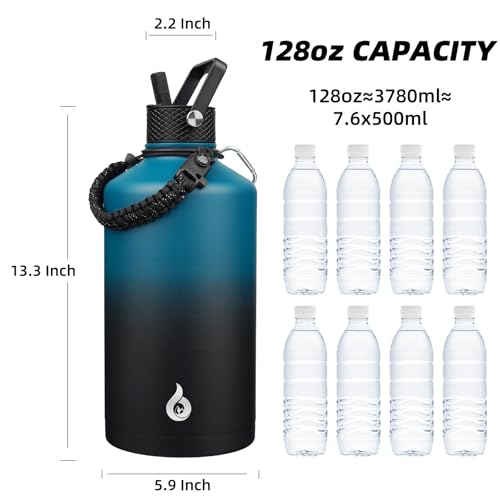 128oz Insulated Water Bottle with Straw Lid