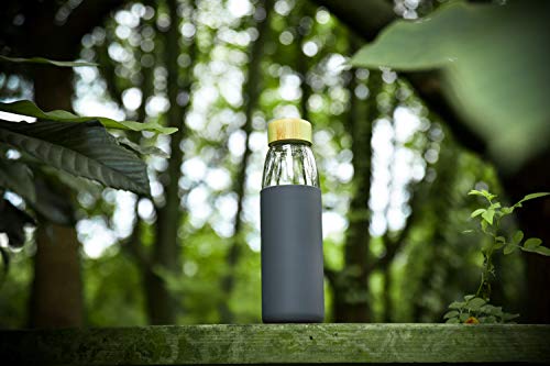 18 Oz Borosilicate Glass Water Bottles with Bamboo Lid