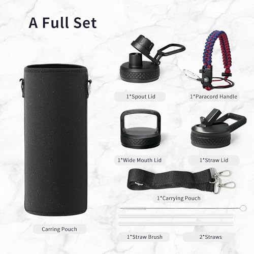Water Bottle Insulated 40 oz with 3 Lids