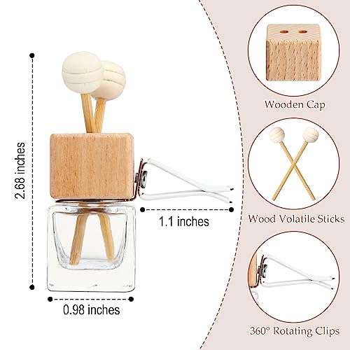 60 Pcs Car Diffuser Bottles Empty Bulk Vent Clip Car Air Freshener Diffuser for Essential Oil Perfume Glass Bottle with Wooden Caps Stick Fragrance Ornament (16 Ounce)