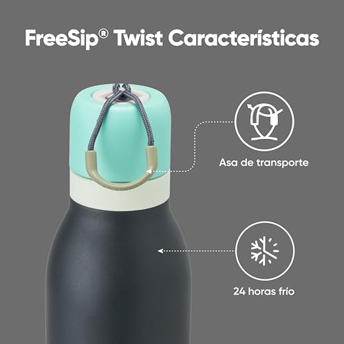 FreeSip Twist Stainless Steel Water Bottle 24 oz Foggy Tide