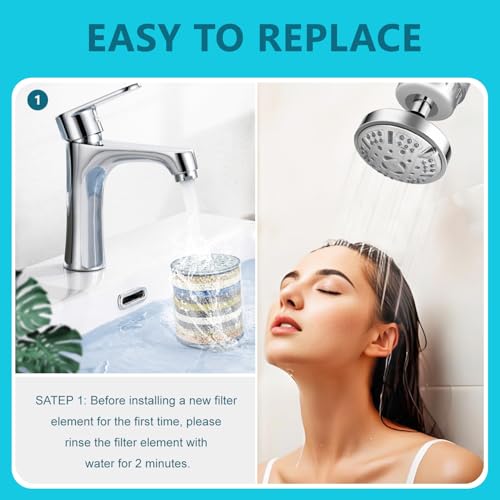 2 PACK Replacement Shower Head Filter Cartridge Compatible with HammerHead Showerhead