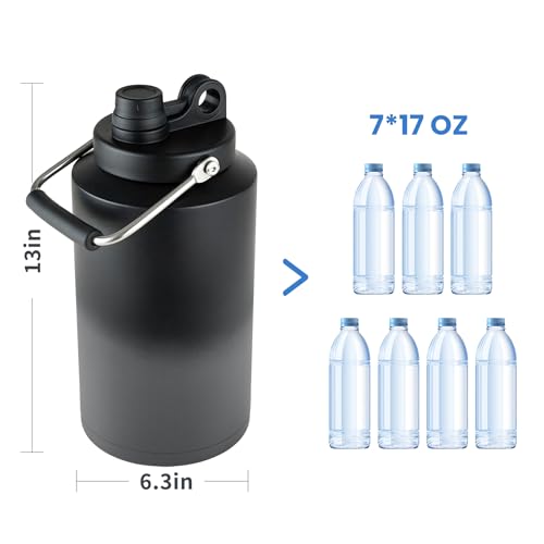 1 Gallon Water Bottle Insulated Stainless Steel Keeps Ice 48Hr