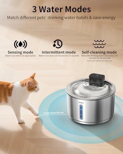 Stainless Steel Wireless Water Fountains for Cats Indoor with 4Filters
