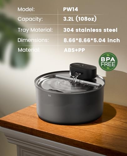 108oz 3.2L Cordless Cat Water Fountain for Cats & Small Dogs