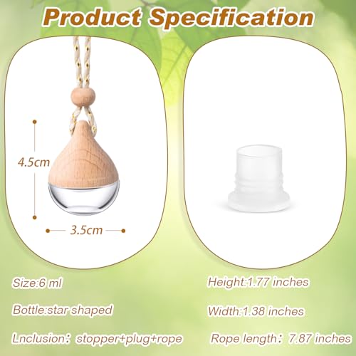50 Pcs Hanging Car Air Freshener Car Diffuser Bottles Empty Glass Perfume Bottle Freshener Diffuser Bottle Pendant for Essential Oil Fragrance Aromatherapy Ornament (50 Count)