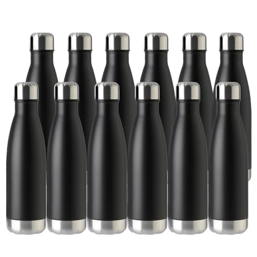 17oz Sport Water Bottle 12 Pack Vacuum Insulated Stainless Steel Leak (12 Count)