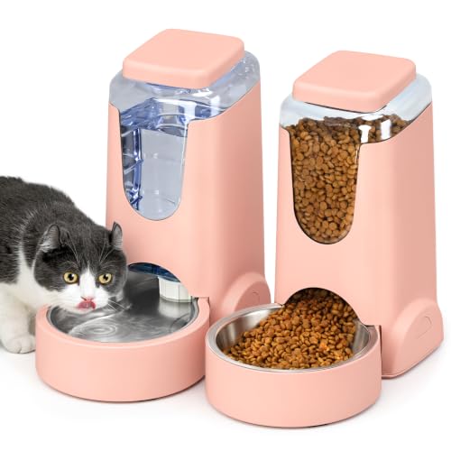 Auto Cat Feeder and Dog Water Dispenser with Stainless Steel Bowl