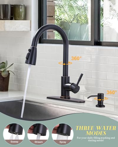 Oil Rubbed Bronze Kitchen Faucet with Soap Dispenser
