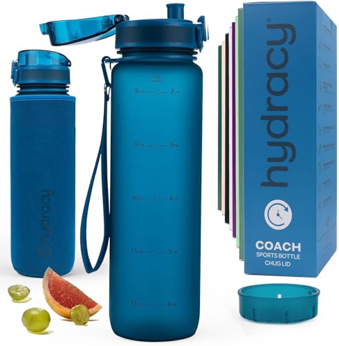 Motivational Water Bottle with Time Marker & Fruit Infuser 32 oz