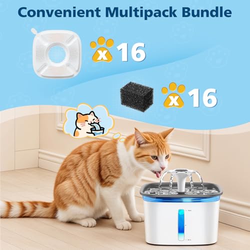 32 Pcs Cat Water Fountain Filters for Veken 95oz 67oz 135oz Pet Fountain (32 Count)
