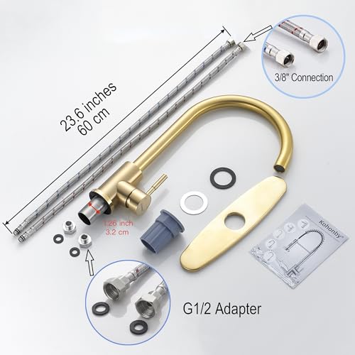 Single Handle High Arc Brushed Gold Kitchen Faucet Stainless Steel Commercial Single Hole Kitchen Sink Faucet