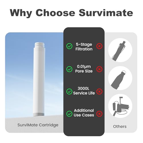 Replacement Filter for Filtered Water Bottle with 5