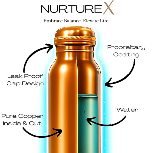 Pure Copper Water Bottle for Drinking 1 L