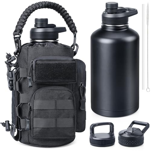 64oz Insulated Water Bottle Half Gallon Water Jug with Sleeve Tactical