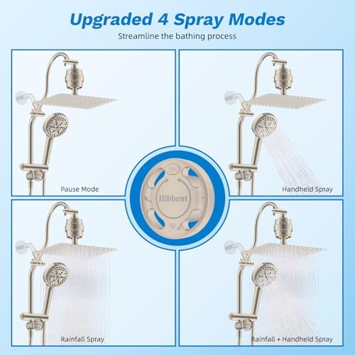 12" Dual Filtered 10" Rainfall Shower Head with Handheld 10
