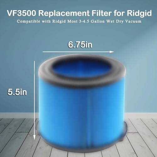 2 Pack VF3500 Filter Replacement for Ridgid Shop Vac 3 (2 Count)