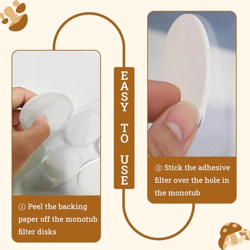 60 PCS 2.5" 2mm Monotub Adhesive Filter Discs for Mushroom Growing