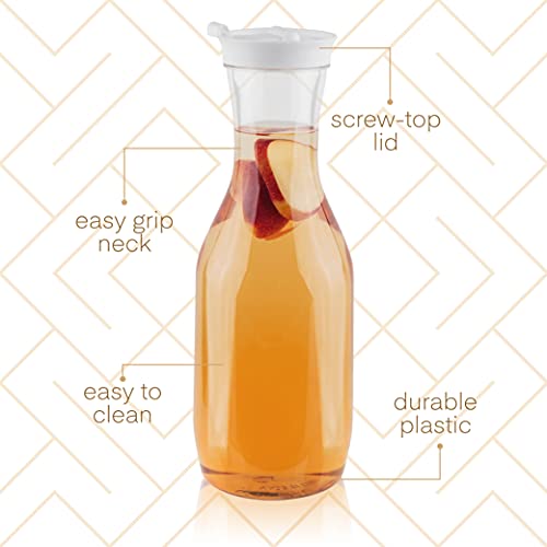 Clear Plastic Water Pitchers Carafes with Flip top White Lids Pack of 2 (2 Count)