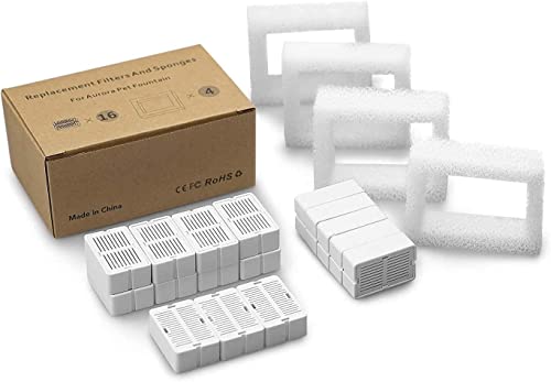 16 Pack Cat Water Fountain Filter with 4 Foam (20 Count)