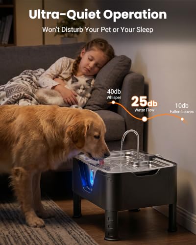 3.17Gal 12L Large Dog Water Fountain Elevated Dog Bowls with 3 Filters (405.82 Fl Oz)