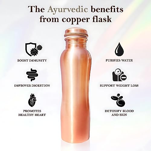Matt Finish Copper Water Bottle Joint Less Leak Proof Ayurvedic Drinkware Copper Vessel for Sports