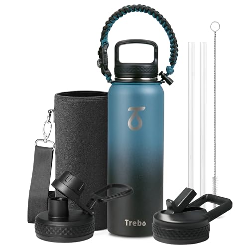 Water Bottle Insulated 40 oz with 3 Lids