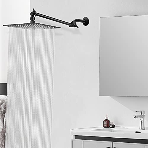 High Pressure Large Stainless Steel Square Rain ShowerHead With Shower Arm Waterfall Full Body Coverage Easy to Clean and Install