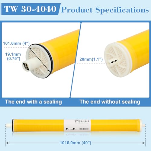 TW30-4040, Filmtec TW30 4040 for DOW Filmtec Membrane Replacement, 2400 GPD, Desalination Rate 99.5%, TDS≤5000PPM, Membrane TW30-4040 for Desalination, Commercial, Industrial