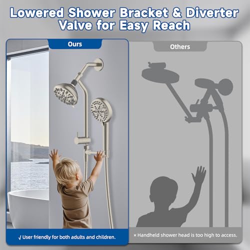 Metal Dual Rain Shower Head Easy Reach