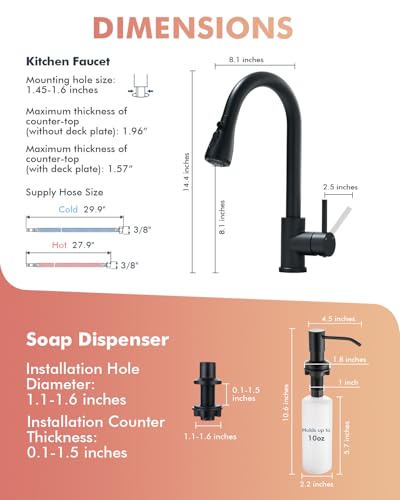 Kitchen Faucet with Pull Down Sprayer and Soap Dispenser