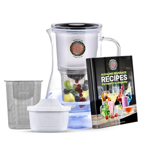 New Glass Pitcher of Life Alkaline Water Pitcher with Steel Infuser Premium Water Purifier & Alkalizer