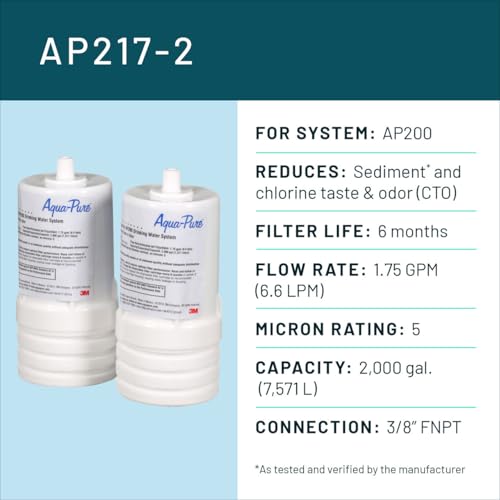 3M Aqua Pure Under Sink Replacement Water Filter Cartridge AP217 (2 Count)