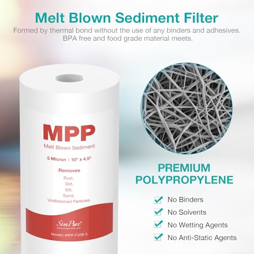 5 Micron 10" x 4.5" Whole House Sediment Water Filter Cartridge (4 Count)