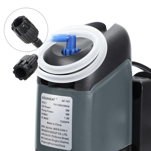 Aquarium Filter 5W UV Bulb Green Water Killer Submersible Pump Filter 132 GPH for 75 Gallon Fish Tank