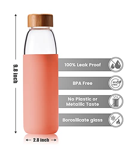 25 Oz Borosilicate Glass Water Bottles with Bamboo Lid
