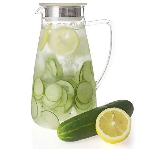 838-A-ICE Flask Glass Tea Jug Pitcher, 64 oz, Ice