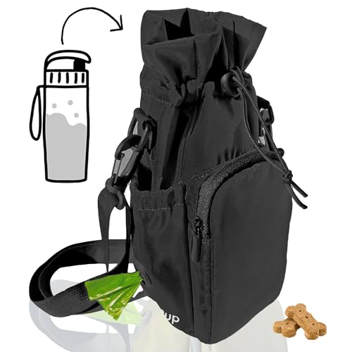 RibbyPup Waterproof Dog Walking Bag with Universal Water Bottle Holder
